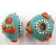 Pandorastyle 20mm turkoois/oranje verzilverde kap