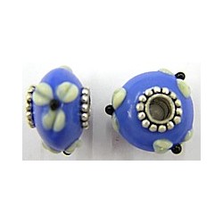 Pandorastyle 20mm l.blauw/wit VERGULDE kap