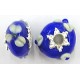 Pandorastyle 20mm blauw/wit verzilverde kap