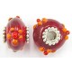 Pandorastyle 20mm tr.rood/oranje verzilverde kap