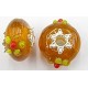 Pandorastyle 20mm tr.oranje/geel verzilverde kap