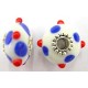 Pandorastyle 20mm wit/rood+blauw verzilverde kap