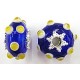 Pandorastyle 20mm blauw/wit+geel verzilverde kap