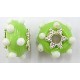 Pandorastyle 20mm l.groen/wit verzilverde kap