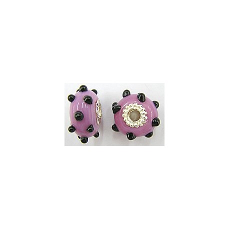 Pandorastyle 20mm lila/zwart verzilverde kap