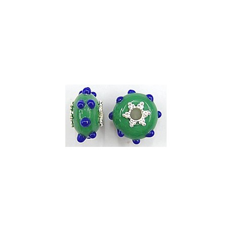 Pandorastyle 20mm groen/blauw verzilverde kap