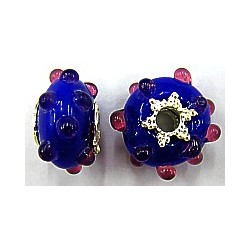 Pandorastyle 20mm blauw/tr.roze verzilverde kap