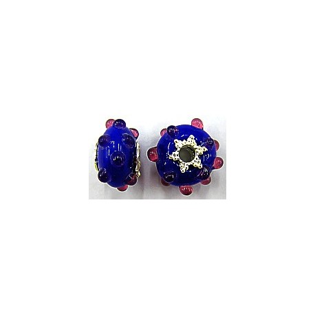 Pandorastyle 20mm blauw/tr.roze verzilverde kap