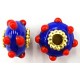 Pandorastyle 20mm blauw/rood verzilverde kap