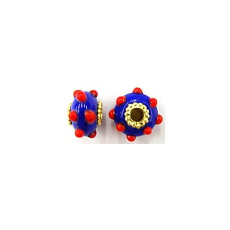 Pandorastyle 20mm blauw/rood verzilverde kap