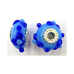 Pandorastyle 20mm blauw/l.blauw VERGULDE kap