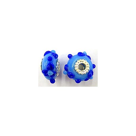 Pandorastyle 20mm blauw/l.blauw VERGULDE kap