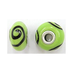 Pandorastyle kraal 18mm l.groen/zwart