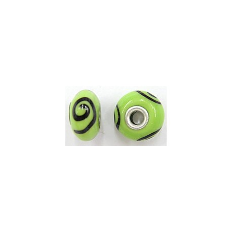 Pandorastyle kraal 18mm l.groen/zwart