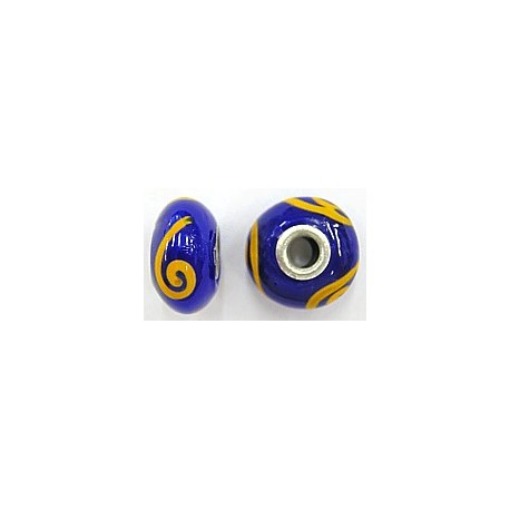 Pandorastyle kraal 18mm blauw/oranje