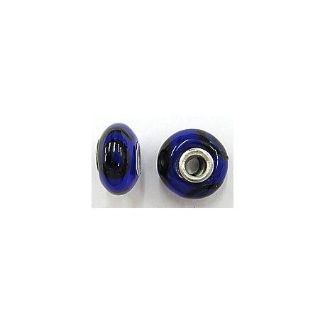 Pandorastyle kraal18mm blauw/zwart