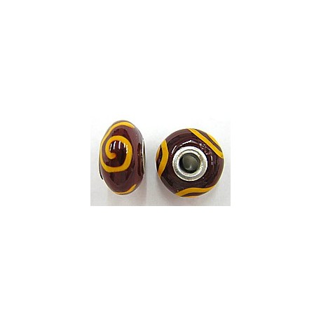 Pandorastyle kraal 18mm roodbruin/oranje