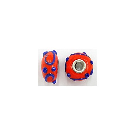 Pandorastyle kraal18mm rood/blauw