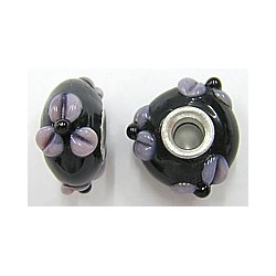 Pandorastyle kraal 20mm zwart/mauve