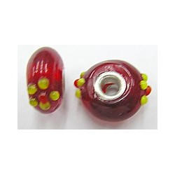 Pandorastyle kraal 18mm tr.rood/geel