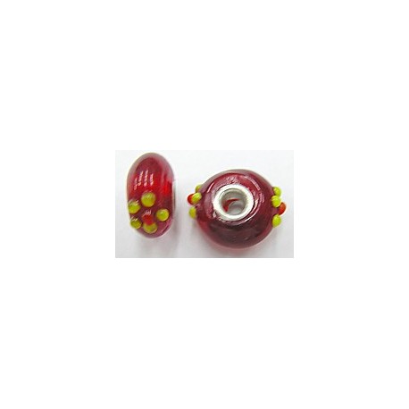 Pandorastyle kraal 18mm tr.rood/geel