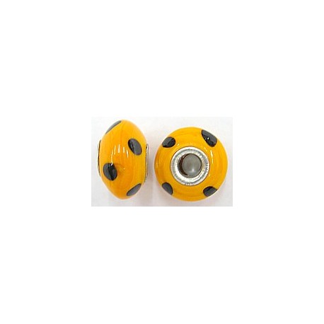 Pandorastyle kraal 18mm oranje/zwart