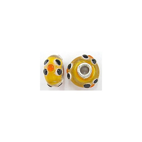 Pandorastyle kraal 18mm tr.oranje/wit+zwart