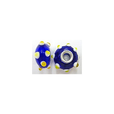 Pandorastyle kraal 20mm blauw/wit+geel