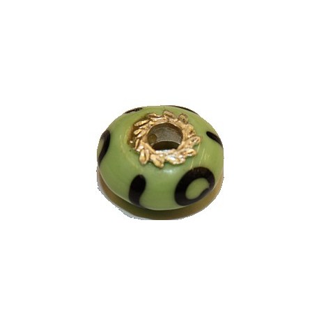 Pandorastyle 20mm groen/zwart verzilverde kap