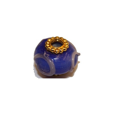 Pandorastyle 20mm blauw/mauve verzilverde kap