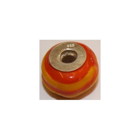 Pandorastyle 18mm oranje/geel 925 zilverkern