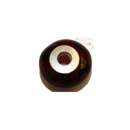 Pandorastyle 18mm bruin/zwarte str. 925 zilverkern