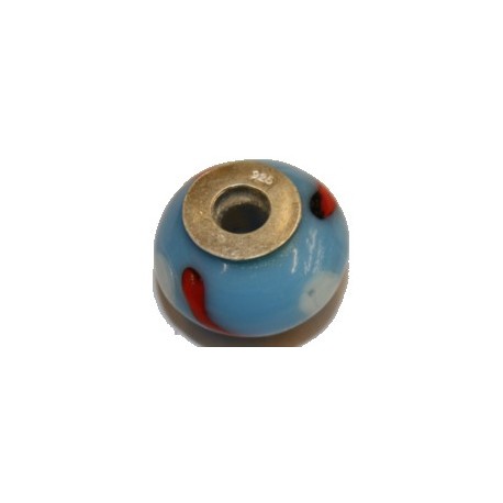 Pandorastyle 18mm blauw/oranje str. 925 zilverkern