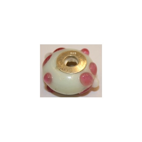 Pandorastyle 18mm wit/rose 925 zilverkern