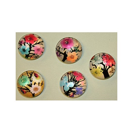 Camee 12mm rond bomen mix 5st.