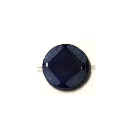 Agaat 26mm rond met slijpvlakken tr. blauw p.st