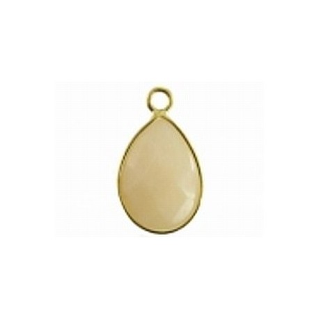 Hanger 27mm ovaal jade beige goudkl rand p.st.