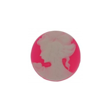 Kunststof cabouchon 17,5mm rond rose/wit