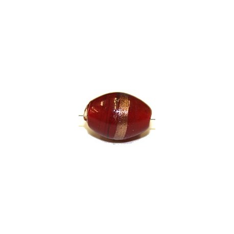 Glaskraal ovaal 18x14mm rood gouden band 5st