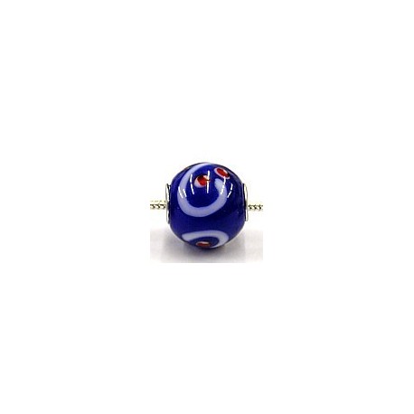 Pandorastyle kr. verz. 3mm gat 15mm rond blauw/bew