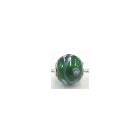 Pandorastyle kr. verz. 3mm gat 15mm rond tr.groen/