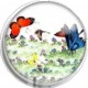 Cabochon 25mm rond bloemen en vlinders