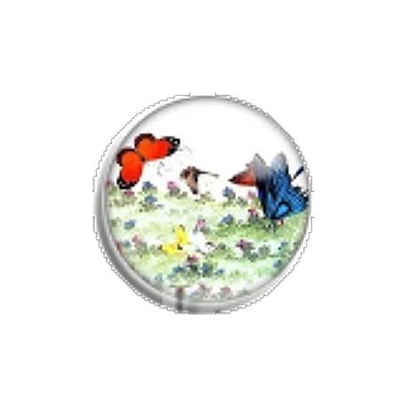 Cabochon 25mm rond bloemen en vlinders