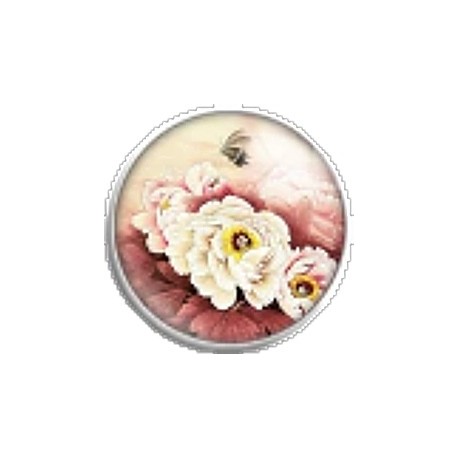 Cabochon 25mm rond bloemen en vlinders