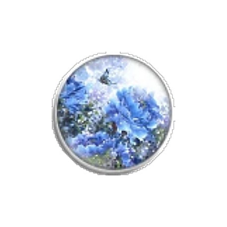 Cabochon 25mm rond bloemen en vlinders