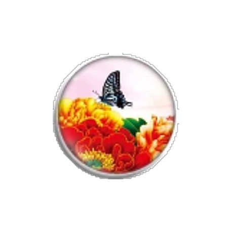 Cabochon 25mm rond bloemen en vlinders