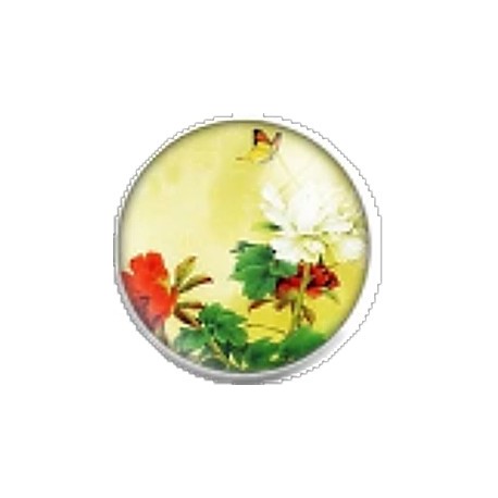 Cabochon 25mm rond bloemen en vlinders