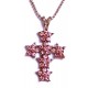 Kruis 40mm met rose strass en 40cm ketting