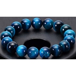 Edelsteen 8mm tijgeroog blauw armband ca 20cm.