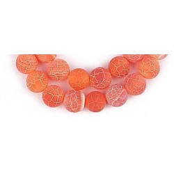 Edelsteen 6mm mat cracked agaat oranje ca. 38cm.